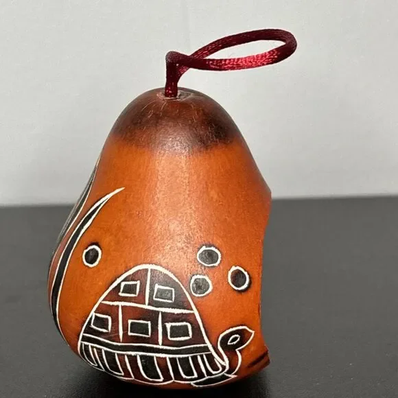 Christmas Ornament Carved Gourd Nativity Folk Art 2.5” Manger Scene Christian - Picture 2 of 9